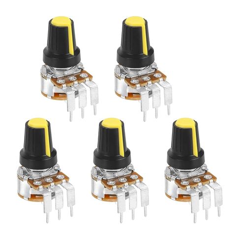 MECCANIXITY 5Pcs 100K Ohm Rotary Potentiometer, WH148 3 Pin Single Turn Linear Taper Variable Resistor Potentiometers with Switch for Inverter Speed Regulation, Black White in Saudi Arabia