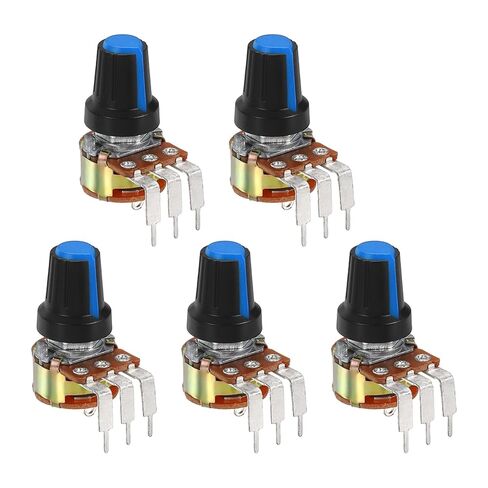 MECCANIXITY 5Pcs 100K Ohm Rotary Potentiometer, WH148 3 Pin Single Turn Linear Taper Variable Resistor Potentiometers with Switch for Inverter Speed Regulation, Black White in Saudi Arabia