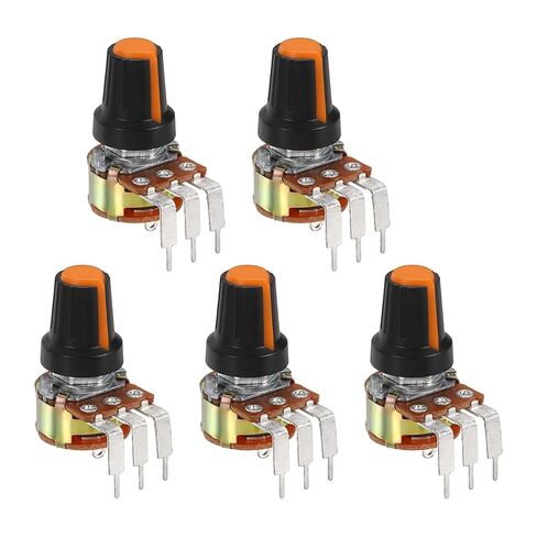 MECCANIXITY 5Pcs 100K Ohm Rotary Potentiometer, WH148 3 Pin Single Turn Linear Taper Variable Resistor Potentiometers with Switch for Inverter Speed Regulation, Black White in Saudi Arabia
