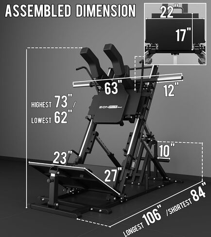جهاز ضغط الساق Eonfit EL2 2.0 لصالة الألعاب الرياضية المنزلية، آلات القرفصاء مع محمل خطي 45 درجة، جهاز رفع الساق، تصميم 4 في 1 معدات تدريب قوة الجزء السفلي من الجسم 1300 رطل مع تخزين الوزن in Kuwait