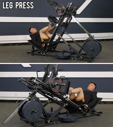 جهاز ضغط الساق Eonfit EL2 2.0 لصالة الألعاب الرياضية المنزلية، آلات القرفصاء مع محمل خطي 45 درجة، جهاز رفع الساق، تصميم 4 في 1 معدات تدريب قوة الجزء السفلي من الجسم 1300 رطل مع تخزين الوزن in Kuwait