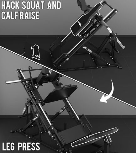 جهاز ضغط الساق Eonfit EL2 2.0 لصالة الألعاب الرياضية المنزلية، آلات القرفصاء مع محمل خطي 45 درجة، جهاز رفع الساق، تصميم 4 في 1 معدات تدريب قوة الجزء السفلي من الجسم 1300 رطل مع تخزين الوزن in Kuwait