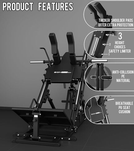 جهاز ضغط الساق Eonfit EL2 2.0 لصالة الألعاب الرياضية المنزلية، آلات القرفصاء مع محمل خطي 45 درجة، جهاز رفع الساق، تصميم 4 في 1 معدات تدريب قوة الجزء السفلي من الجسم 1300 رطل مع تخزين الوزن in Kuwait