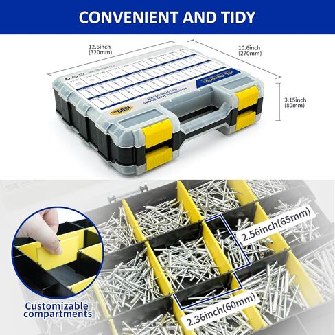 J&L HomeHive 1699Pc Aluminum-steel Pop Rivets and 304 Stainless Steel Washers Assortment Kit,25 Sizes(3/32", 1/8",5/32", 3/16", 1/4"), with Double-Sided Storage Box, for Metals, Furniture, Automotive in Saudi Arabia