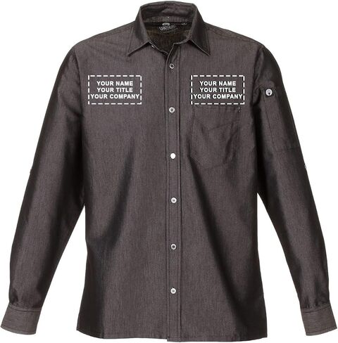 Chef Works Custom Embroidered Mens Detroit Long Sleeve Denim Shirt in Saudi Arabia