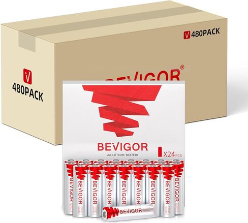BEVIGOR Lithium Batteries AA (24 Pack), 1.5v 3500mAh Longest Lasting Double A Lithium Batteries 24Pack, Trusted Power for Your Blink Camera.【Non-Rechargeable】 in Kuwait
