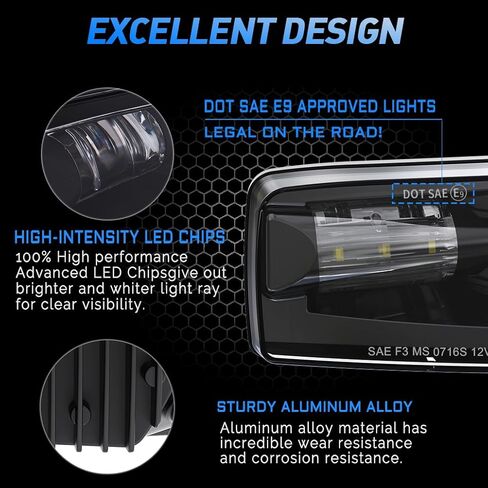 Z-Up-Offroad New LED LED LIDE LIGHTS مصابيح القيادة المصد لعام 2007-2014 Silverado 2007-2015 Suburban Tahoe 2007-2013 Avalanche GMC Yukon Pick Up Truck-Black in Kuwait