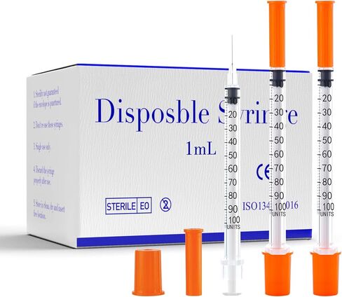 محاقن U-100 27G 1cc مع قياس دقيق 5/16 بوصة - 8 مم للتغليف السائل المختوم بشكل فردي (100 عبوة) in Kuwait