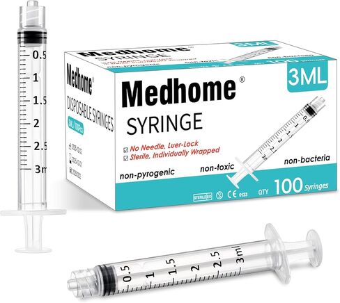 3mL Luer Lock Syringe (No Needle) , Sterile & Individually Wrapped , Professional, Industrial & Personal Use in Kuwait