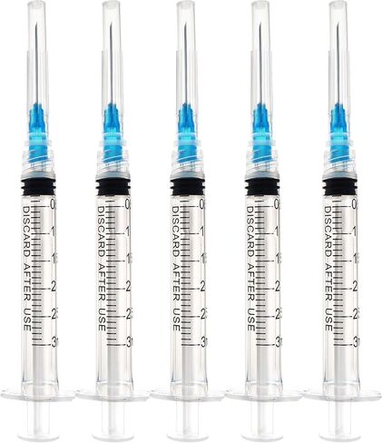 3ml Syringes with Needles 23G x 1 Inch (Pack of 100), Sterile Individually Wrapped Syringe - Luer Lock Tip for Precise Lab & Scientific Applications in Kuwait