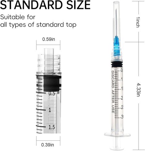 3ml Syringes with Needles 23G x 1 Inch (Pack of 100), Sterile Individually Wrapped Syringe - Luer Lock Tip for Precise Lab & Scientific Applications in Kuwait