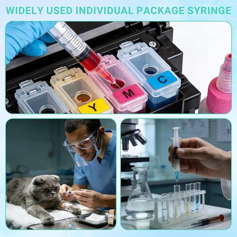 100 عبوة من المحاقن الصناعية 5 مل 21 جيجا 1.5 بوصة، حقنة بلاستيكية للاستعمال مرة واحدة للمختبرات العلمية وإعادة تعبئة السوائل وقياسها in Kuwait