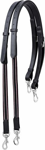 CHALLENGER English 3/4" Wide Full Horse English Elastic Leather Adjustable Side Reins Black 803LR01BK in Saudi Arabia