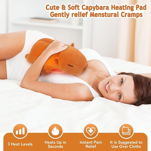 Capybara Heating Pad for Cramps & Menstrual Pain Relief,Cute Stuffed Animal Electric Heating Pad,USB Powered Heated Stuffed Animals,14''Portable Plush for Neck/Back/Shoulder,Gift for Women Wife Girls in Saudi Arabia