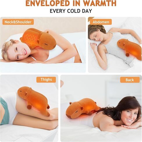 Capybara Heating Pad for Cramps & Menstrual Pain Relief,Cute Stuffed Animal Electric Heating Pad,USB Powered Heated Stuffed Animals,14''Portable Plush for Neck/Back/Shoulder,Gift for Women Wife Girls in Saudi Arabia