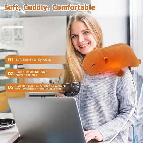 Capybara Heating Pad for Cramps & Menstrual Pain Relief,Cute Stuffed Animal Electric Heating Pad,USB Powered Heated Stuffed Animals,14''Portable Plush for Neck/Back/Shoulder,Gift for Women Wife Girls in Saudi Arabia
