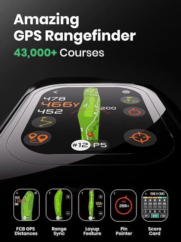 MILESEEY GenePro G1 Touchscreen & GPS Rangefinder with Slope, 43000+ Preloaded Courses, 1300 Yards Laser Range Finder Golf with Red & Green Display, 0.1s Flag Pole Locking Vibration, 6X Magnification in Kuwait