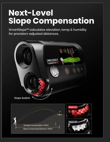 MILESEEY GenePro G1 Touchscreen & GPS Rangefinder with Slope, 43000+ Preloaded Courses, 1300 Yards Laser Range Finder Golf with Red & Green Display, 0.1s Flag Pole Locking Vibration, 6X Magnification in Kuwait
