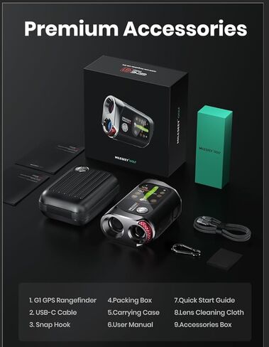 MILESEEY GenePro G1 Touchscreen & GPS Rangefinder with Slope, 43000+ Preloaded Courses, 1300 Yards Laser Range Finder Golf with Red & Green Display, 0.1s Flag Pole Locking Vibration, 6X Magnification in Kuwait