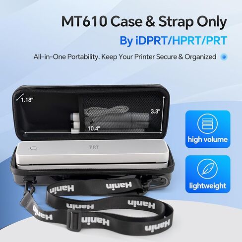 حقيبة حمل PRT MT610 للطابعة الحرارية المحمولة iDPRT HPRT، حقيبة سفر منظم إلكترونيات MT610 Pro للطابعة والملحقات، حقيبة وحزام أسود فقط in Kuwait