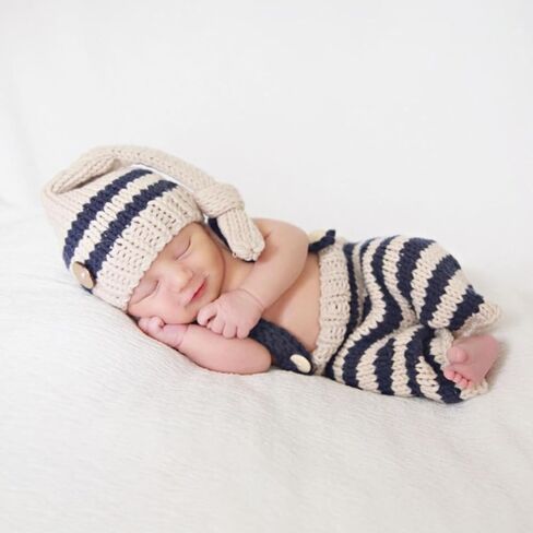 مجموعة التصوير الفوتوغرافي حديثي الولادة ، مجموعة أزياء كروشيه متبكّمة ، زي صور الطفل ، إكسسوارات تصوير صور حديثي الولادة المصنوعة يدويًا in Kuwait