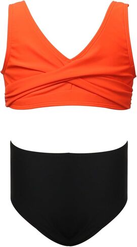 Girls Swimsuit 2 Piece Bikini Summer Beach Swimwear Criss Cross Strap High Waist Cover Up Bathing Suit in Saudi Arabia