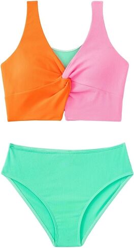 Girls Swimsuit 2 Piece Bikini Summer Beach Swimwear Criss Cross Strap High Waist Cover Up Bathing Suit in Saudi Arabia