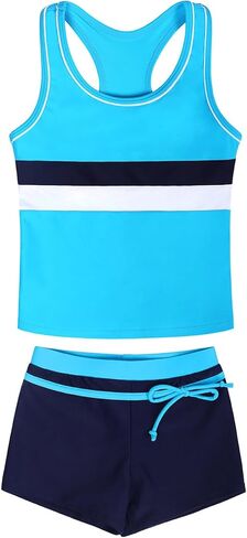 Tankini Swimsuit for Girl Cover Up Sporty Adjustable Straps Bathing Suits Summer High-Waist Beach Swimwear in Saudi Arabia
