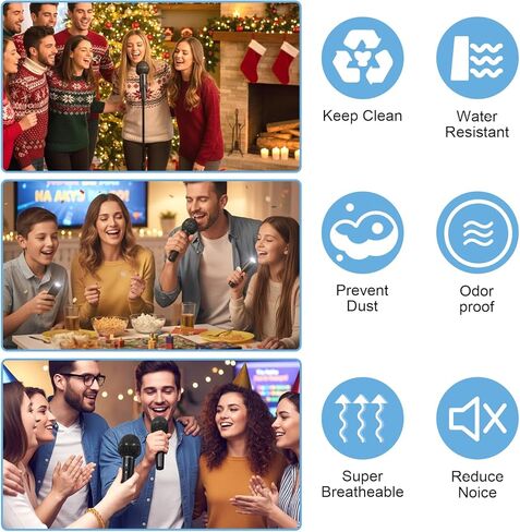 200 قطعة من أغطية الميكروفون للاستعمال مرة واحدة، زجاج أمامي للميكروفون أسود مع شريط مطاطي، أغطية ميكروفون مريحة للميكروفونات لأداء مرحلة استوديو تسجيل KTV in Kuwait