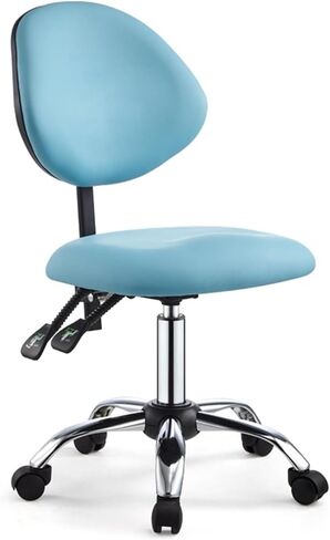 مقعد سرج لأخصائيي صحة الأسنان كرسي سرج احترافي مع عجلات كرسي مقعد دوار مريح مع مسند ظهر مع إمالة (أزرق، 46 سم - 59 سم (18 1/8 بوصة - 23 1/4 بوصة)) in Kuwait