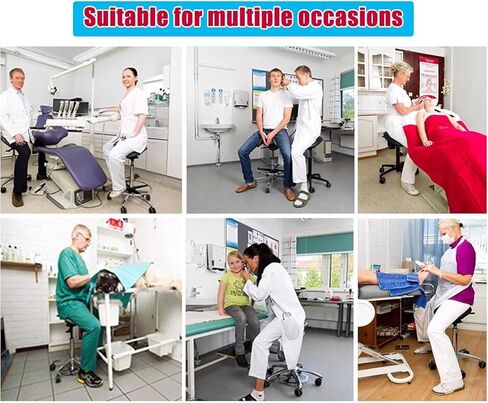 مقعد سرج لأخصائيي صحة الأسنان كرسي سرج احترافي مع عجلات كرسي مقعد دوار مريح مع مسند ظهر مع إمالة (أزرق، 46 سم - 59 سم (18 1/8 بوصة - 23 1/4 بوصة)) in Kuwait