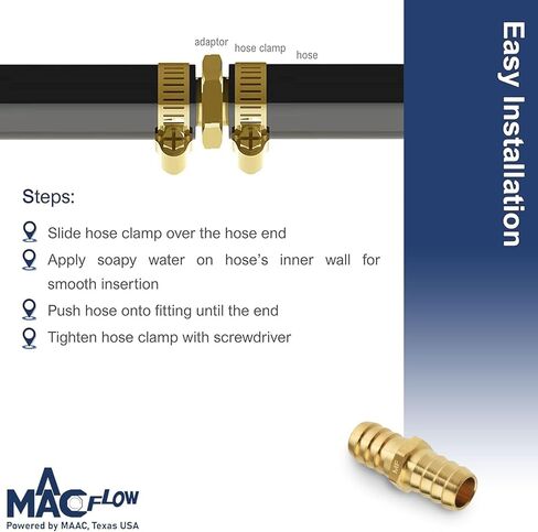 MAACFLOW النحاس 1/2 "إلى 3/8" خرطوم المخفض معرف الشائكة المناسب (حزمة من 2) in Kuwait