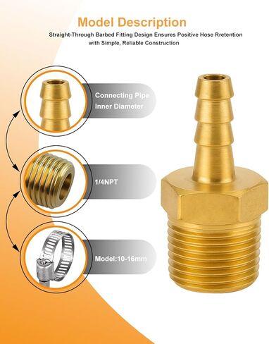 GODESON 1/4 بوصة NPT ذكر إلى 1/4 بوصة تركيبات خرطوم هواء نحاسية بارب، محول خرطوم نحاسي 1/4 بوصة للضاغط والنفخ وإصلاح خط الهواء (عبوة من قطعتين) in Saudi Arabia