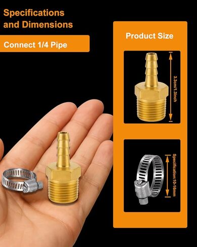 GODESON 1/4 بوصة NPT ذكر إلى 1/4 بوصة تركيبات خرطوم هواء نحاسية بارب، محول خرطوم نحاسي 1/4 بوصة للضاغط والنفخ وإصلاح خط الهواء (عبوة من قطعتين) in Saudi Arabia