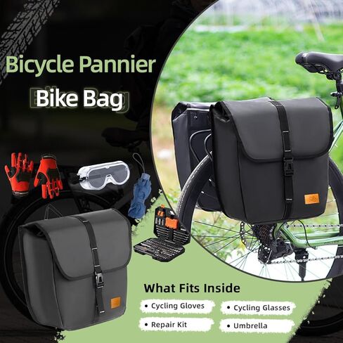 【قطعتان】 حقيبة دراجة 20 لتر للدراجات الهوائية، حقائب ذات سعة كبيرة مقاومة للماء لركوب الدراجات والسفر اليومي. (أسود 2 قطعة) in Kuwait