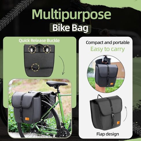 【قطعتان】 حقيبة دراجة 20 لتر للدراجات الهوائية، حقائب ذات سعة كبيرة مقاومة للماء لركوب الدراجات والسفر اليومي. (أسود 2 قطعة) in Kuwait