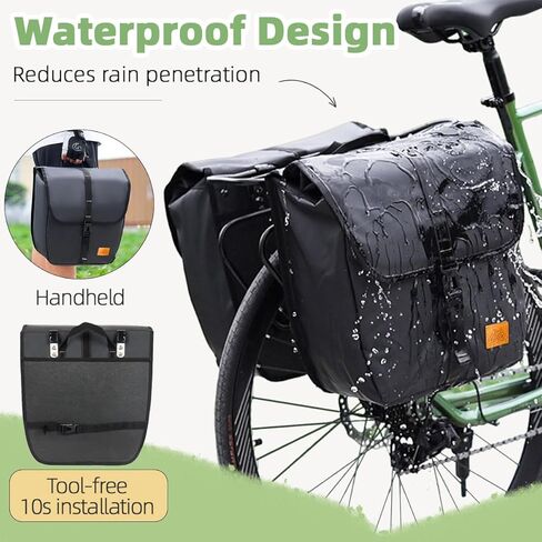【قطعتان】 حقيبة دراجة 20 لتر للدراجات الهوائية، حقائب ذات سعة كبيرة مقاومة للماء لركوب الدراجات والسفر اليومي. (أسود 2 قطعة) in Kuwait