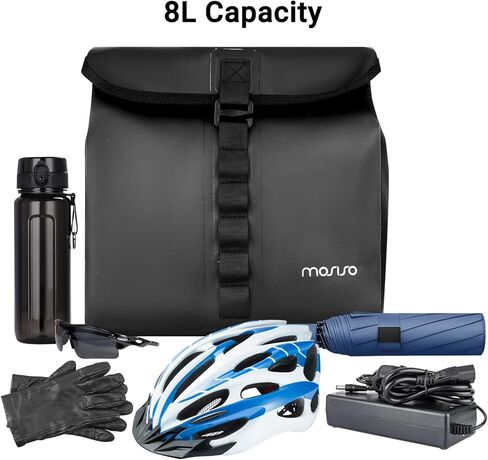 MOSISO Bike Panniers Bag, Waterproof Bicycle Rear Rack Bags, Flap Bicycle Rear Rack Seat Luggage Storage Trunk Bag Cycling Accessories for Road Mountain Traveling Commuting 8L, Black in Saudi Arabia