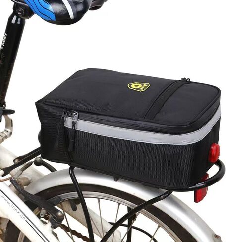 حقيبة رف الدراجة من مانويل، حقيبة صندوق المقعد الخلفي للدراجة، حقيبة مقاومة للماء للدراجة مع شريط عاكس، حقيبة تخزين الرف الخلفي لركوب الدراجات على الطرق الجبلية - أسود in Kuwait