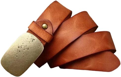 Men's Genuine Leather Belt Brass Buckle Fancy Vintage Jeans Cowboy Casual Work in Saudi Arabia