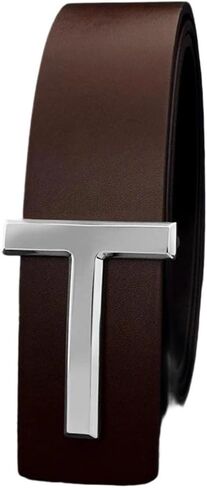 Men's Letter Denim Formal Leather Belt Black Fashion Casual Business Jeans Belt in Saudi Arabia