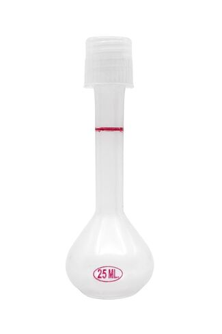 EISCO Volumetric Flask, 25mL - Chemical & Heat Resistant Polypropylene, with Screw Cap - Autoclavable in Saudi Arabia