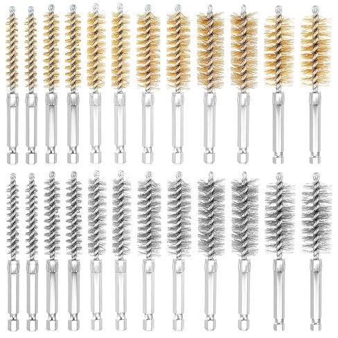 24pcs Bore Brush for Drill Wire Bore Brush Set Stainless Steel Brass Drill Cleaning brushs with Handle Wire brushs for Cleaning Rust Twisted Cleaning for Power Drills8, 10, 12, 15, 17,19mm in Saudi Arabia