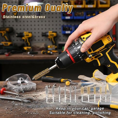 24pcs Bore Brush for Drill Wire Bore Brush Set Stainless Steel Brass Drill Cleaning brushs with Handle Wire brushs for Cleaning Rust Twisted Cleaning for Power Drills8, 10, 12, 15, 17,19mm in Saudi Arabia