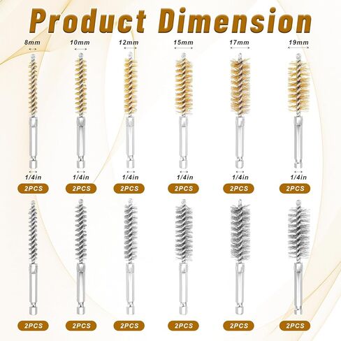 24pcs Bore Brush for Drill Wire Bore Brush Set Stainless Steel Brass Drill Cleaning brushs with Handle Wire brushs for Cleaning Rust Twisted Cleaning for Power Drills8, 10, 12, 15, 17,19mm in Saudi Arabia