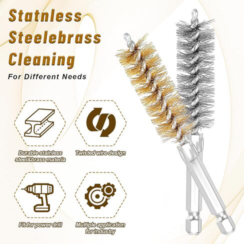 24pcs Bore Brush for Drill Wire Bore Brush Set Stainless Steel Brass Drill Cleaning brushs with Handle Wire brushs for Cleaning Rust Twisted Cleaning for Power Drills8, 10, 12, 15, 17,19mm in Saudi Arabia