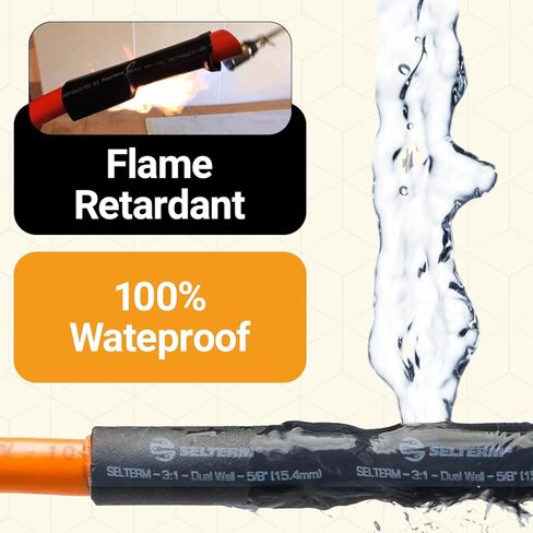 طقم أنابيب انكماش حراري من الدرجة البحرية كبيرة الحجم من SELTERM، تشكيلة 1، 3/4، 1/2، 5/8 بوصة، بطانة لاصقة مزدوجة الجدار 3:1، لموصلات أطراف كابل البطارية - أسود [108 قطعة] in Kuwait