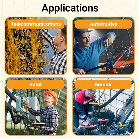 طقم أنابيب انكماش حراري من الدرجة البحرية كبيرة الحجم من SELTERM، تشكيلة 1، 3/4، 1/2، 5/8 بوصة، بطانة لاصقة مزدوجة الجدار 3:1، لموصلات أطراف كابل البطارية - أسود [108 قطعة] in Kuwait