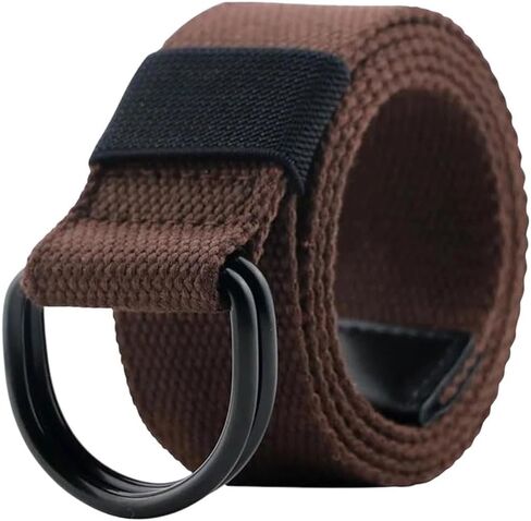 Men's Tactical Canvas Double D Ring Buckle Belt Unisex Casual Waistband For Jeans Fabric Outdoor in Saudi Arabia