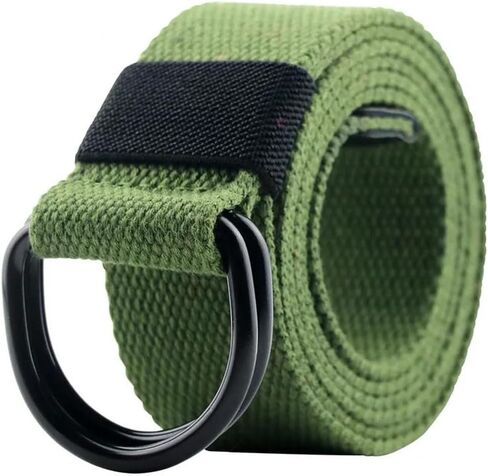 Men's Tactical Canvas Double D Ring Buckle Belt Unisex Casual Waistband For Jeans Fabric Outdoor in Saudi Arabia
